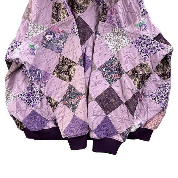Vintage Patchwork Quilted Bomber Jacket Womens 2X Paisley Floral Handmade 90s - Picture 11 of 16
